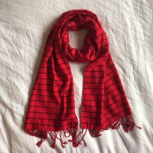 Haight & Ashbury Red/Black Checkered Fringe Scarf
